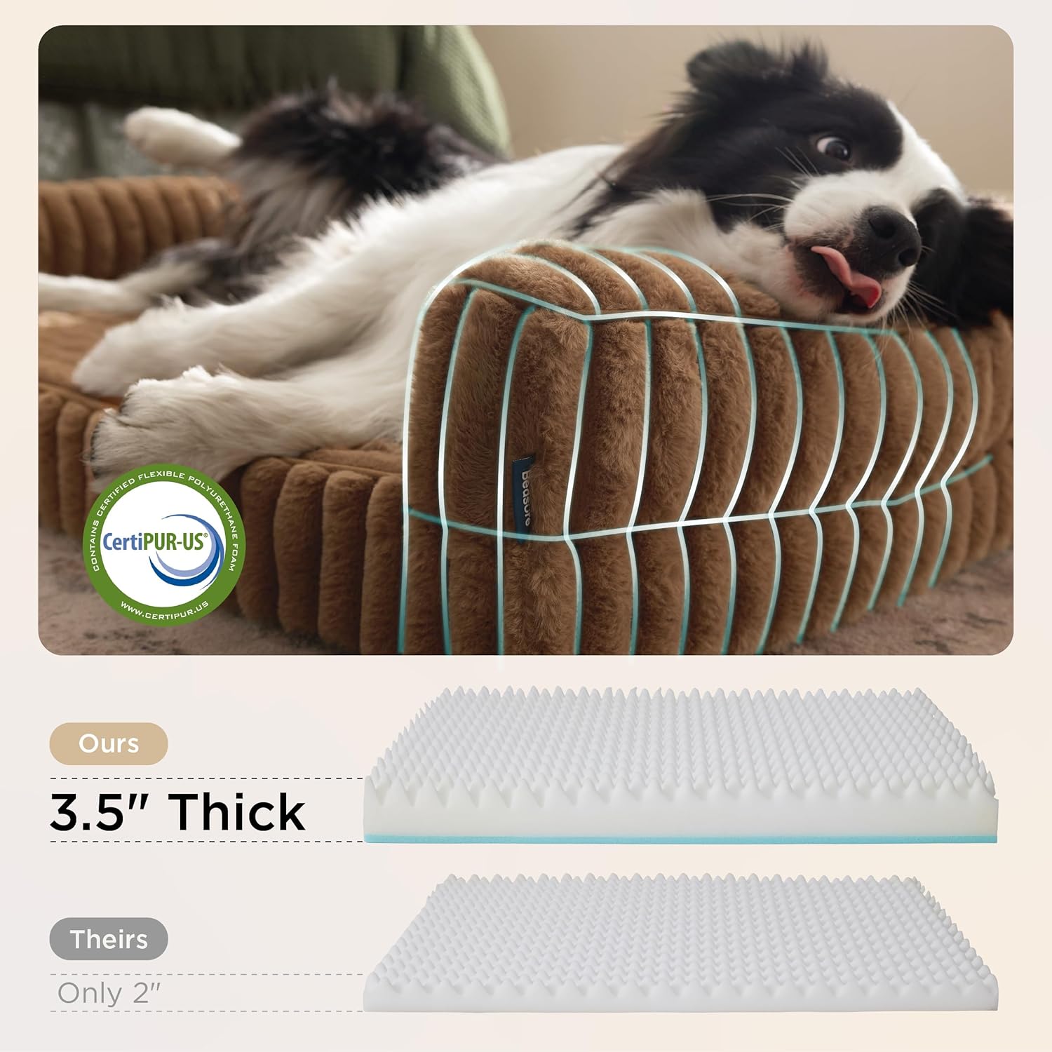 Orthopedic Dog Beds Large Sized Dog, Waterproof Memory Foam Pet Bed with Sides, Non-Slip Bottom and Egg-Crate Foam Large Pet Couch Sofa with Washable Removable Corduroy Cover, Brown