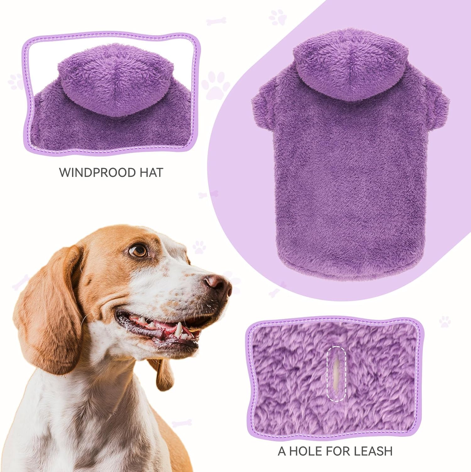 Fuzzy Dog Sweaters for Large Dogs Dog Hoodie Soft Double-Sided Plush Fleece Pet Sweater Pet Clothes Coats Hoodie Sherpa Hooded Sweatshirt