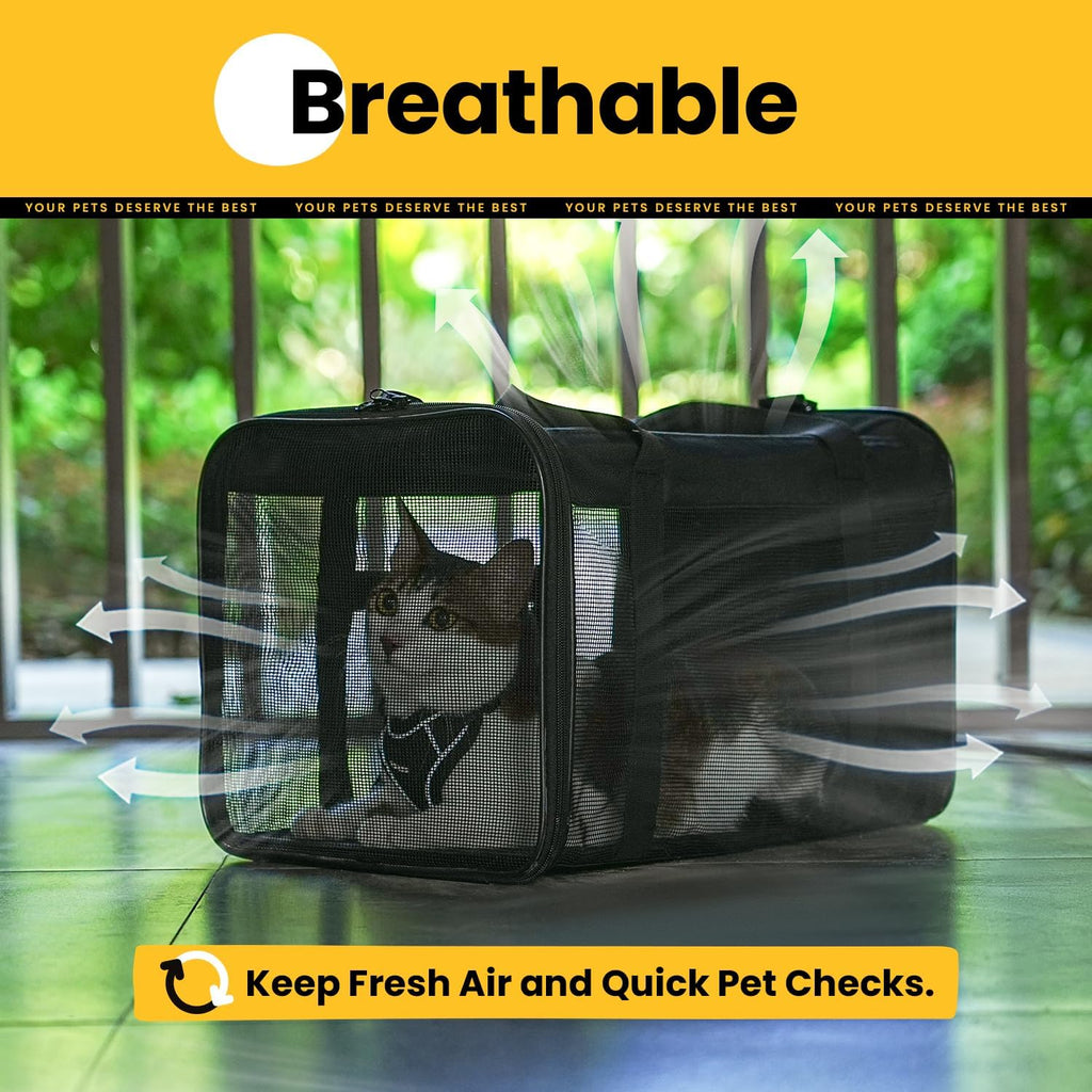 Cat Carrier Bag,Soft-Sided Pet Carriers for Dogs with 4-Sided Mesh,Airline Approved Cat Transport Carrier for Small&Medium Cats Kitten Puppy Up to 15Lb,Collapsible Cat Travel Carrier