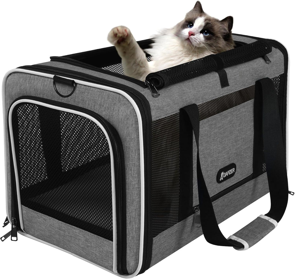 Cat Carrier 18x11x11 Top Load Soft Pet Travel Bag Over 15 lbs, Collapsible Small Dog Puppy Crate 10 Pounds, Small Animal Rabbit Kennel Carrying Case, Kitten Mesh Cage Medium Cat