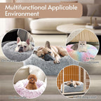 Calming Dog Bed Medium Size Dog, Anti-Anxiety Donut Medium Pet Bed, 31 inches Fluffy Faux Fur Round Cat Bed, Fits up to 45 lbs Pets (Smoke Grey)