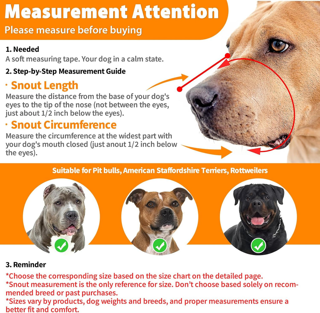Pitbull Muzzle for Large Medium Sized Dogs to Prevent Biting Scavenging, Basket Muzzle for Rottweiler Staffordshire Terrier in Grooming Training, Allow to Pant Drink, Lightweight and Sturdy
