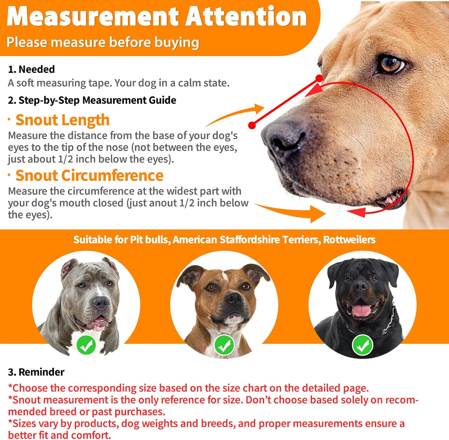 Pitbull Muzzle for Large Medium Sized Dogs to Prevent Biting Scavenging, Basket Muzzle for Rottweiler Staffordshire Terrier in Grooming Training, Allow to Pant Drink, Lightweight and Sturdy