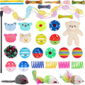 30 Pcs Cat Toy Kitten Toys Set, Interactive Cat Toy Wand Cat Springs Ball Toy with Bells, Cat Toys for Bored Indoor Cats, Gift Box Styles