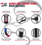 Heavy Duty Hands Free Dog Leash | One Large Dog Up to 125 lbs | Comfortable Shock Absorbing Bungee | Reflective Padded Handles | Lumbar Waist Belt 26-38" | Walking Jogging Running Leash