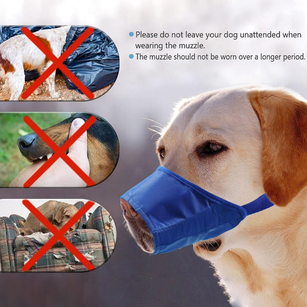 Dog Muzzle, Soft Anti-Biting Barking Chewing Muzzle, Breathable Waterproof Adjustable Muzzle for Small Medium Dogs,Blue
