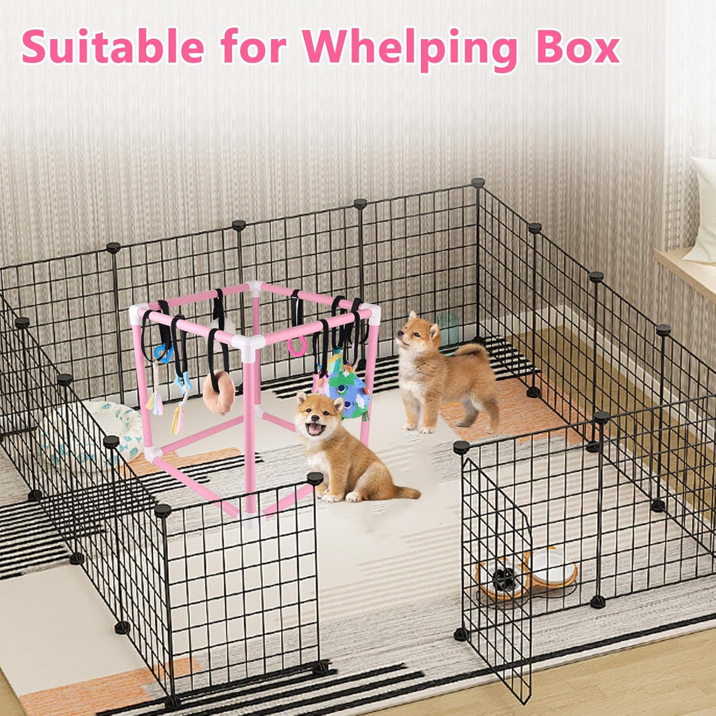 Puppy Play Gym with 10 Hanging Toys for Small Dogs Indoor Jungle Playground PVC Frame with Interactive Funny Enrichment Toys Dogs Activity Center Durable, Lightweight