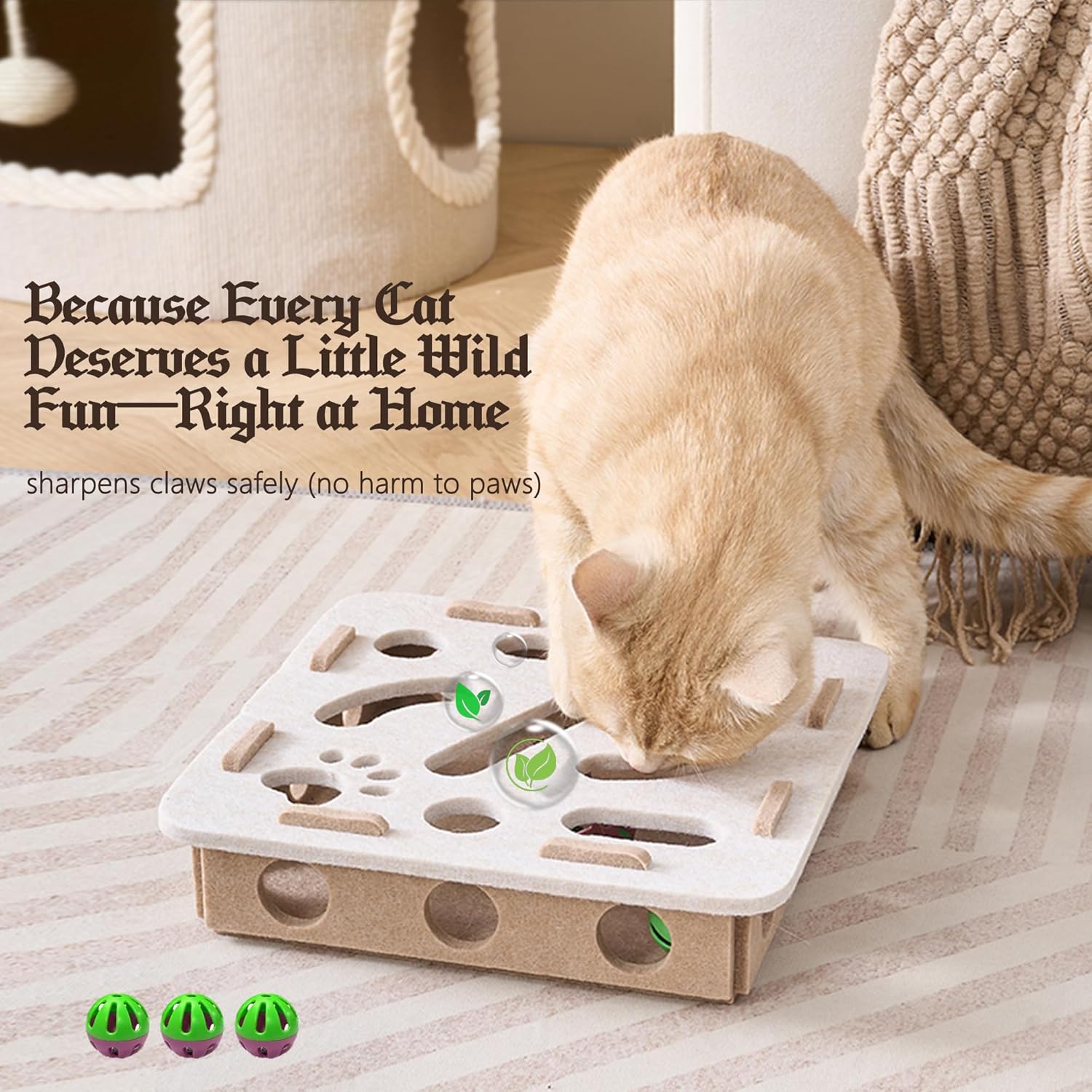 Interactive Cat Toy Puzzle Toys for Indoor Cats Felt Maze Box Kittern Toys Pet Cat Games Self Play Fun Exercise Hide Seek Moving Cat Toy for Bored Cats Encourages Hunting Instincts