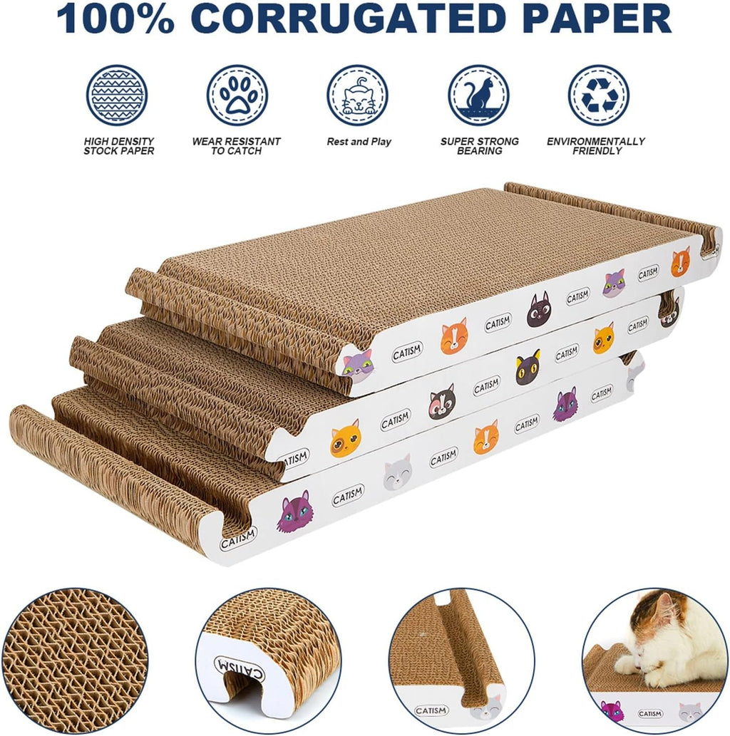 Cat Scratcher Cat Scratching Board - Foldable - Triangle, 6 Usable Sides Scratchers for Indoor Cats, Durable Recyclable Cats Cardboard Vertical