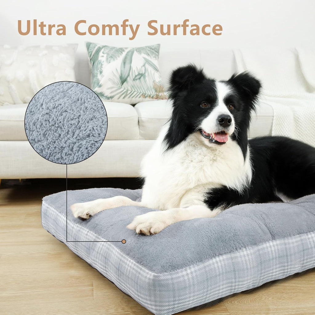 Washable L Dog Bed for Large Dogs with Anti-Slip Bottom, Premium Foam Pet Pad for Crate for Large Medium Small Sized Puppies(Grey)