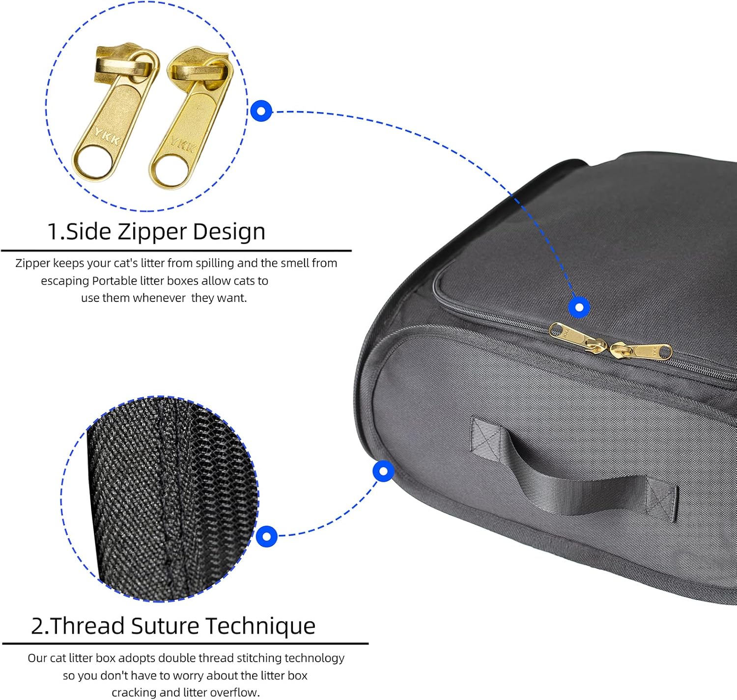 Cat Travel Litter Box Collapsible Portable Cat Litter Box with Lid and Handle Standard for Travel Light Weight Leak-Proof, Sturdy, Lightweight, Easy to Clean