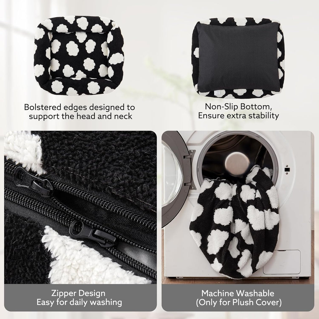 Large Dog Beds Large Sized Dog, Rectangle Washable Orthopedic Pet Bed with Removable Zipper Cover, Cute Soft Calming Puppy Pet Bed with Jacquard Shaggy Plush & Non Skid Bottom