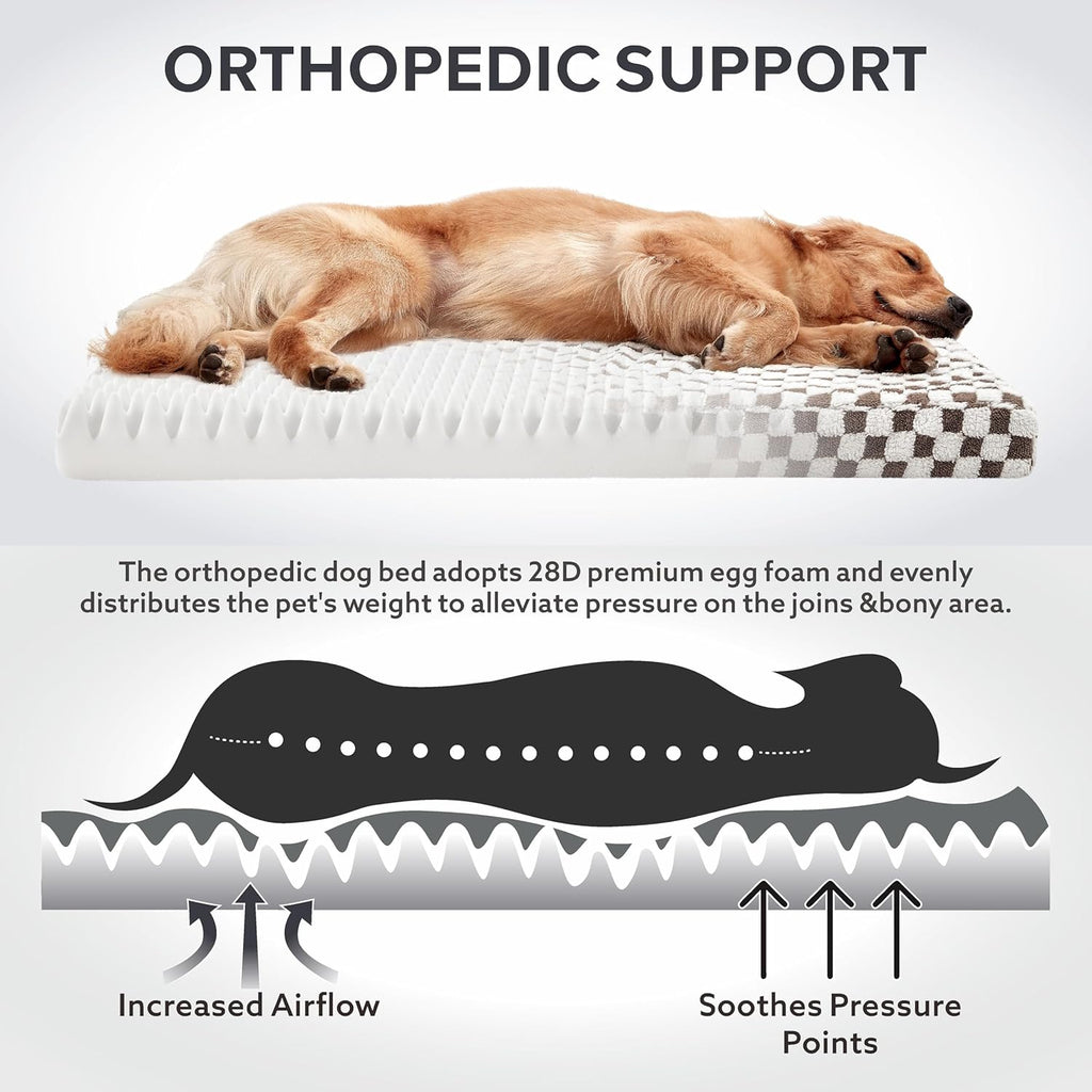 Dog Bed for Medium Dogs, Large Orthopedic Dog Bed with Removable Washable Cover, Cute Modern Plush & Memory Egg Crate Foam Dog Bed(Black))