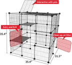 Cat Cages Indoor Enclosure DIY Cat Playpen Catio Detachable Metal Wire Kennels Cats Crate Large Extra Exercise Place Ideal for 1 Cat,35.4 Inches