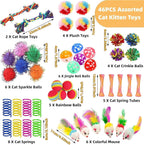 46 PCS Cat Toys for Indoor Cats, Kitten Toys with Cat Spring Toy, Mint Catnip with Crinkle Mouse Ball for Indoor Cats Kittens Exercise