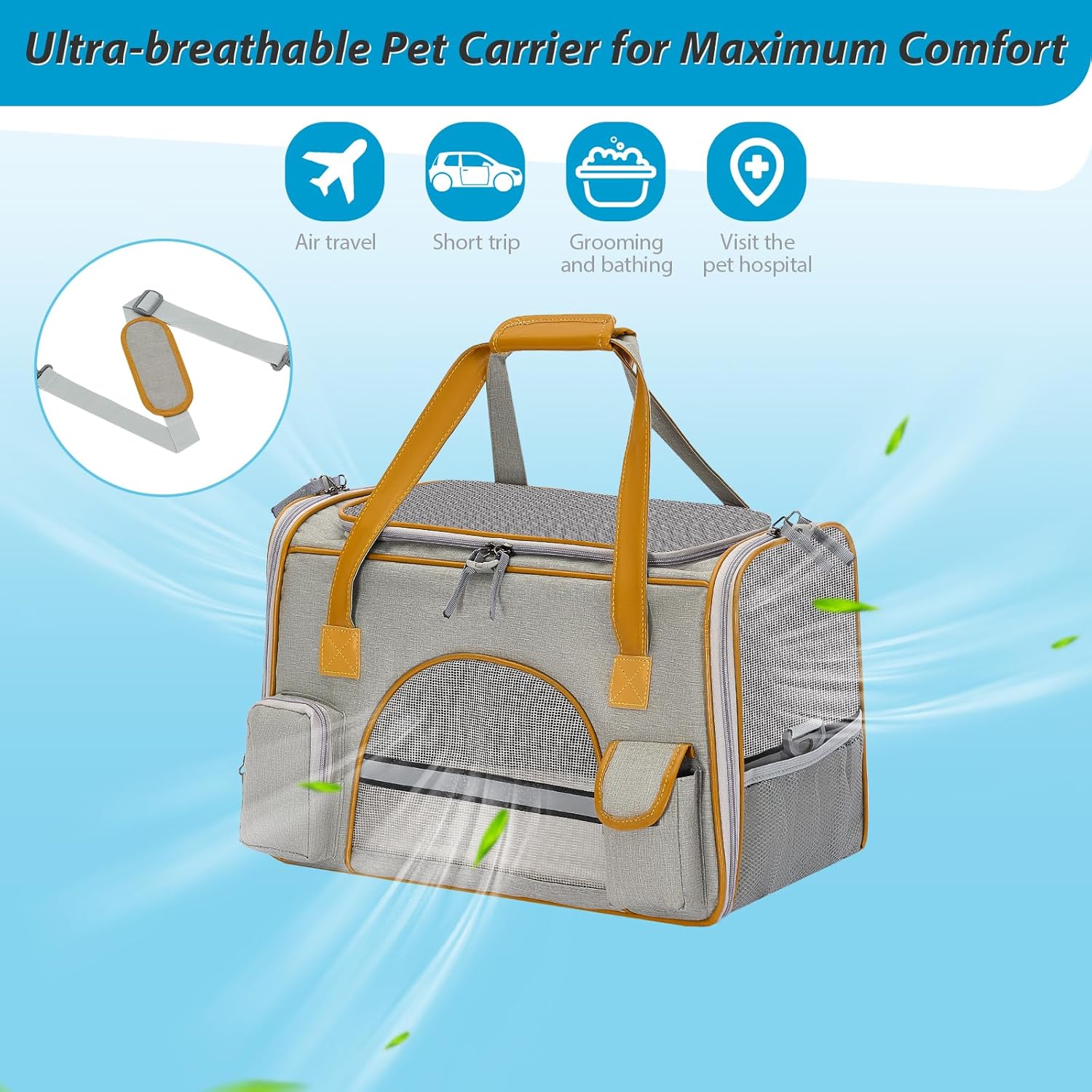Cat Carrier– Fits Pets Up to 16 lbs, Anti-Collapse Design, Multiple Storage Pockets, Cat Carrier Soft Ideal for Medium Cats, Puppy, Rabbits and Other Small Animals