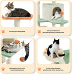 Cat Tree Tower, Multi-Functional Activity Center w/Cat Paw-Shaped Platform, Scratching Posts, 2 Condos and Dangling Balls for Indoor Cats to Relax