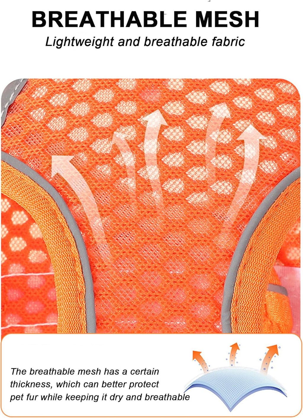 S Orange Soft Mesh Dog Harness and Leash Set,No Escape Puppy Harnesses for Training Walking， Reflective Adjustable Puppy Vest for Small Medium Dogs, Cats (Orange, S)