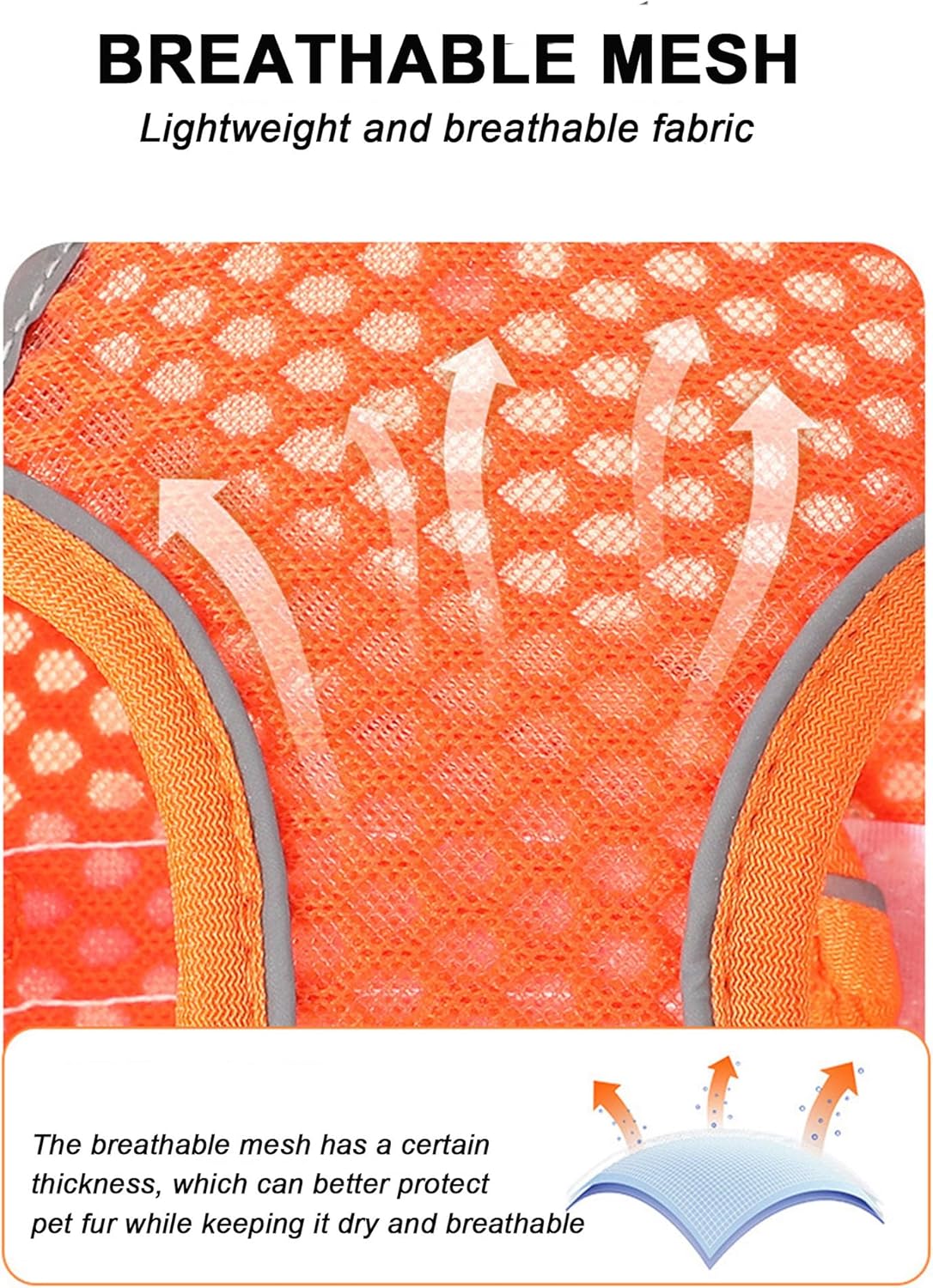 S Orange Soft Mesh Dog Harness and Leash Set,No Escape Puppy Harnesses for Training Walking， Reflective Adjustable Puppy Vest for Small Medium Dogs, Cats (Orange, S)