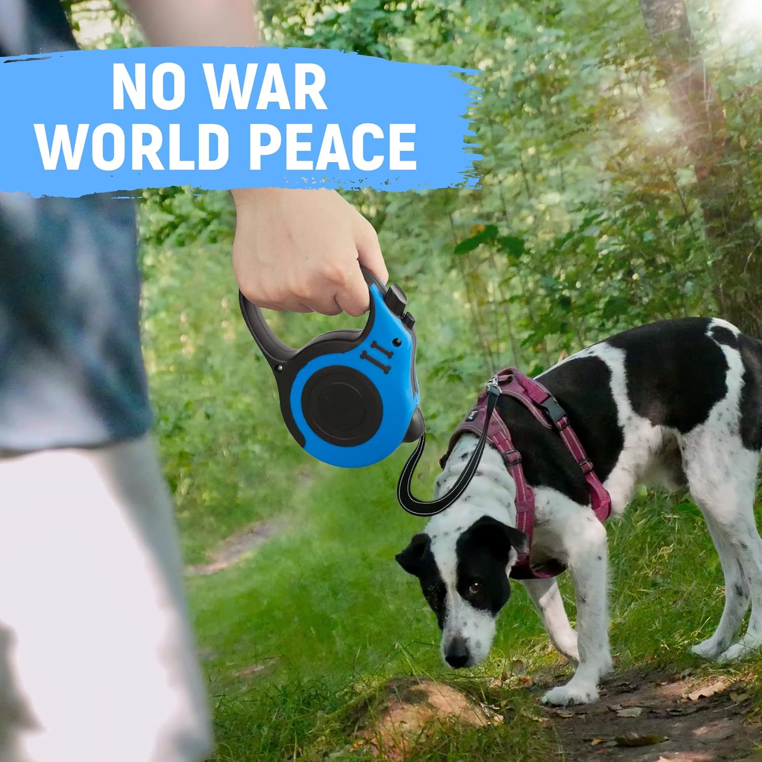 Retractable Dog Leash with Bowl & Bag Dispenser (Blue)