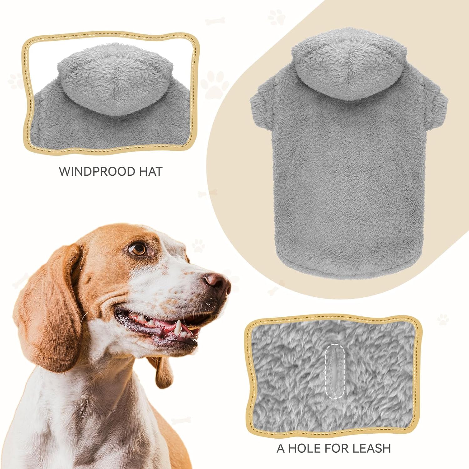 Fuzzy Dog Sweaters for Large Dogs Dog Hoodie Soft Double-Sided Plush Pet Sweater Fleece Clothes Coats Pet Hoodie Sherpa Hooded Sweatshirt