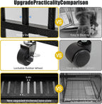Escape-Proof Heavy Duty 48" Dog Crate, Indestructible Steel Kennel for Large & High-Anxiety Dogs with 300Lbs Capacity, Double Door Design with 4 Locking Wheels and Reinforced Baseplate.