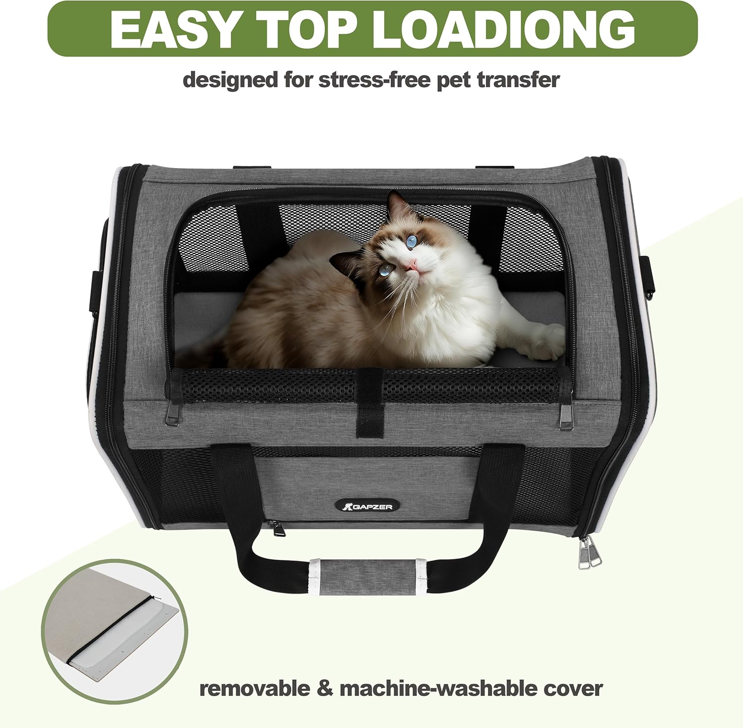 Cat Carrier 18x11x11 Top Load Soft Pet Travel Bag Over 15 lbs, Collapsible Small Dog Puppy Crate 10 Pounds, Small Animal Rabbit Kennel Carrying Case, Kitten Mesh Cage Medium Cat