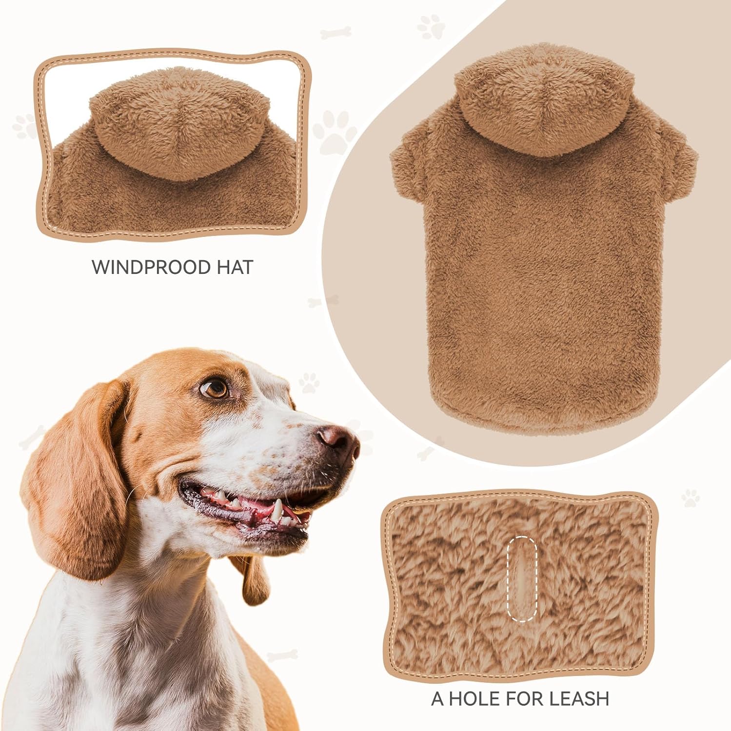 Fuzzy Dog Sweaters for Large Dogs Dog Hoodie Soft Double-Sided Plush Pet Sweater Fleece Pet Clothes Coats Hoodie Sherpa Hooded Sweatshirt