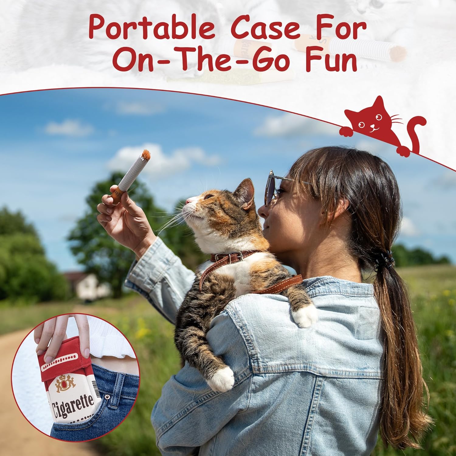 3 Pack Catnip Toys for Cats, Funny Cat Toys Filled with 100% Pure Organic Catnip, Safe Kitten Teething Chew and Kicker Toys, Stress Relieving Fun for Indoor Cats,red