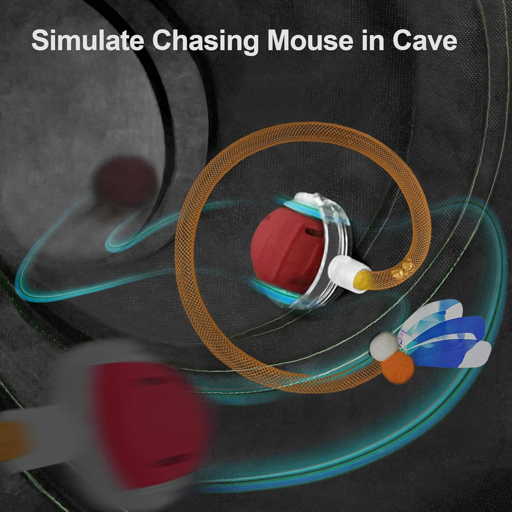 Cat Toys Ball Fast Rolling in Cat Tunnel – Motion-Activated Ball in Enrichment Tunnel,Hide & Seek Puzzle Game for Indoor Cats & Kittens,Boredom Relief for Cats (Orange-red)