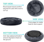 Plush Calming Donut Dog Beds for Small Dogs, Medium, Large & X-Large Breeds, Comfy Cuddler Dog Bed and Cat Bed in Faux Fur, Washable, Multiple Sizes S-XXL