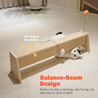Horizontal Scratching Post, 30" Sisal Cat Scratch Pad, Large Cat Scratcher with Spring Toy, Protect Furniture for Indoor Kitten