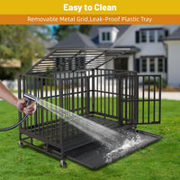 Heavy-Duty Steel Dog Crate with Wheels – Double Door (48")