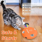 IInteractive Cat Toy, Electric Cat Toys for Moving Concealed Feathers, Smart Sensor 7 Holes Whack a Mole Feather Toy, USB Charge Automatic Kitten Toys,orange