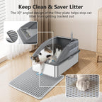 Steel Litter Box, Extra Large Litter Boxes for Big Cats, XL Metal Cat Litter Box with Lid, Anti-Urine Leakage, Non-Sticky, Include Cat Mat and Litter Scoop