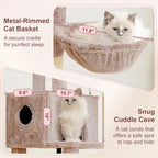 Cat Tree, 45.3-Inch Cat Tower for Indoor Cats with Large Perch, All-in-One Cat Furniture with Cozy Bed, Hidden Space Cat Condo, Comfy Hammock, Scratching Posts & 3 Pompoms, Muchroom