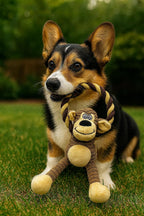 Durable Monkey Dog Toy, Plush Squeaky Stuffed Dog Toy with Rope, Interactive Chew Toy for Teething Puppies and Small, Medium & Large Dogs