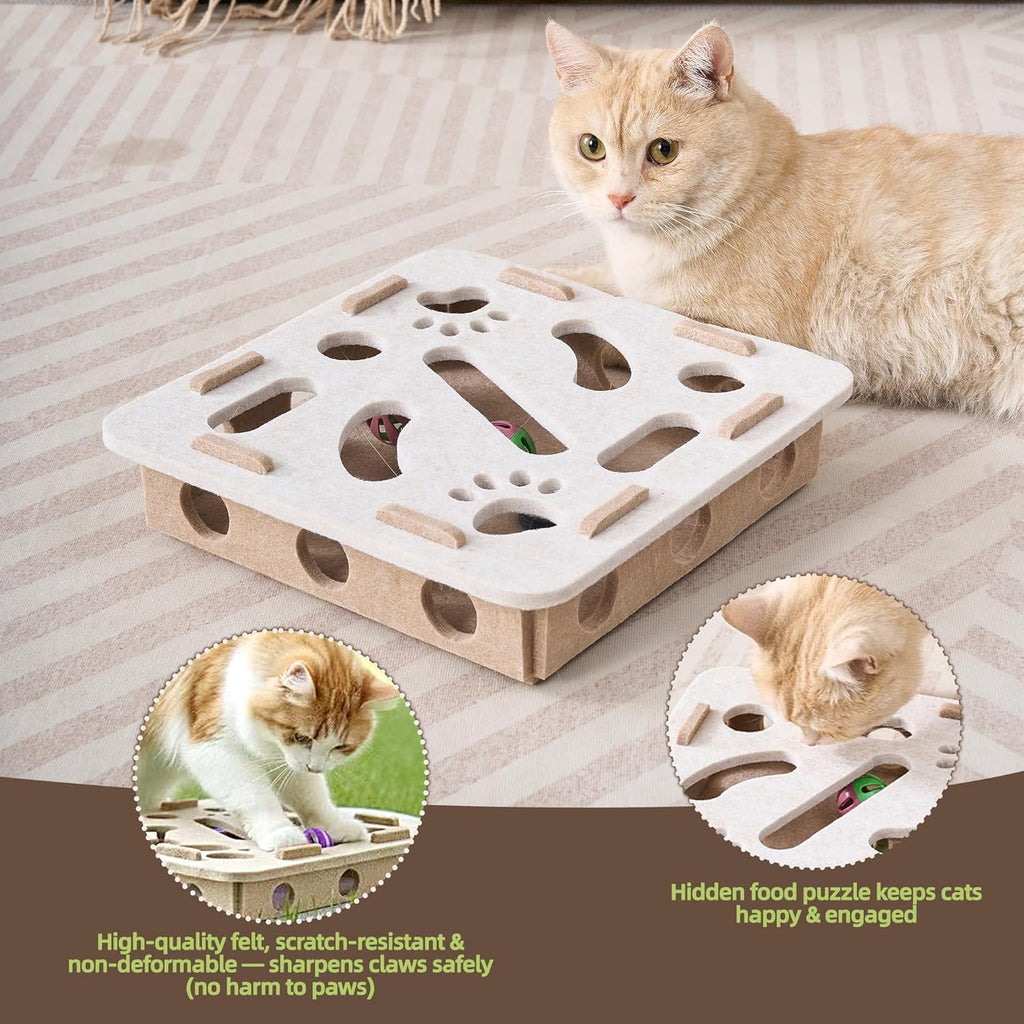 Interactive Cat Toy Puzzle Toys for Indoor Cats Felt Maze Box Kittern Toys Pet Cat Games Self Play Fun Exercise Hide Seek Moving Cat Toy for Bored Cats Encourages Hunting Instincts