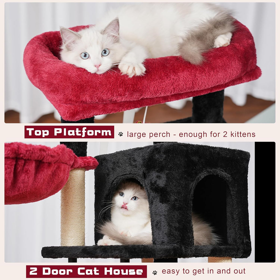 Gothic Cat Tree with Hammock & Condo (43")