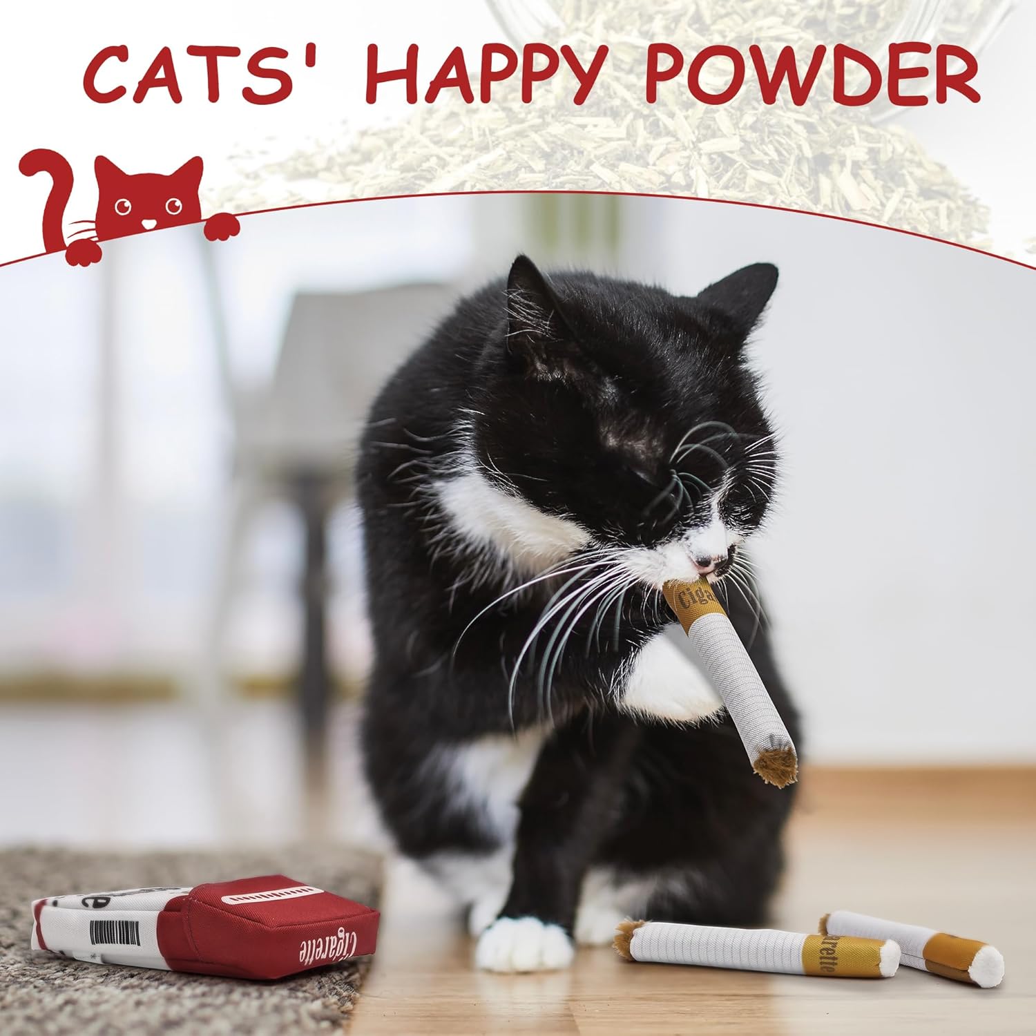 3 Pack Catnip Toys for Cats, Funny Cat Toys Filled with 100% Pure Organic Catnip, Safe Kitten Teething Chew and Kicker Toys, Stress Relieving Fun for Indoor Cats,red