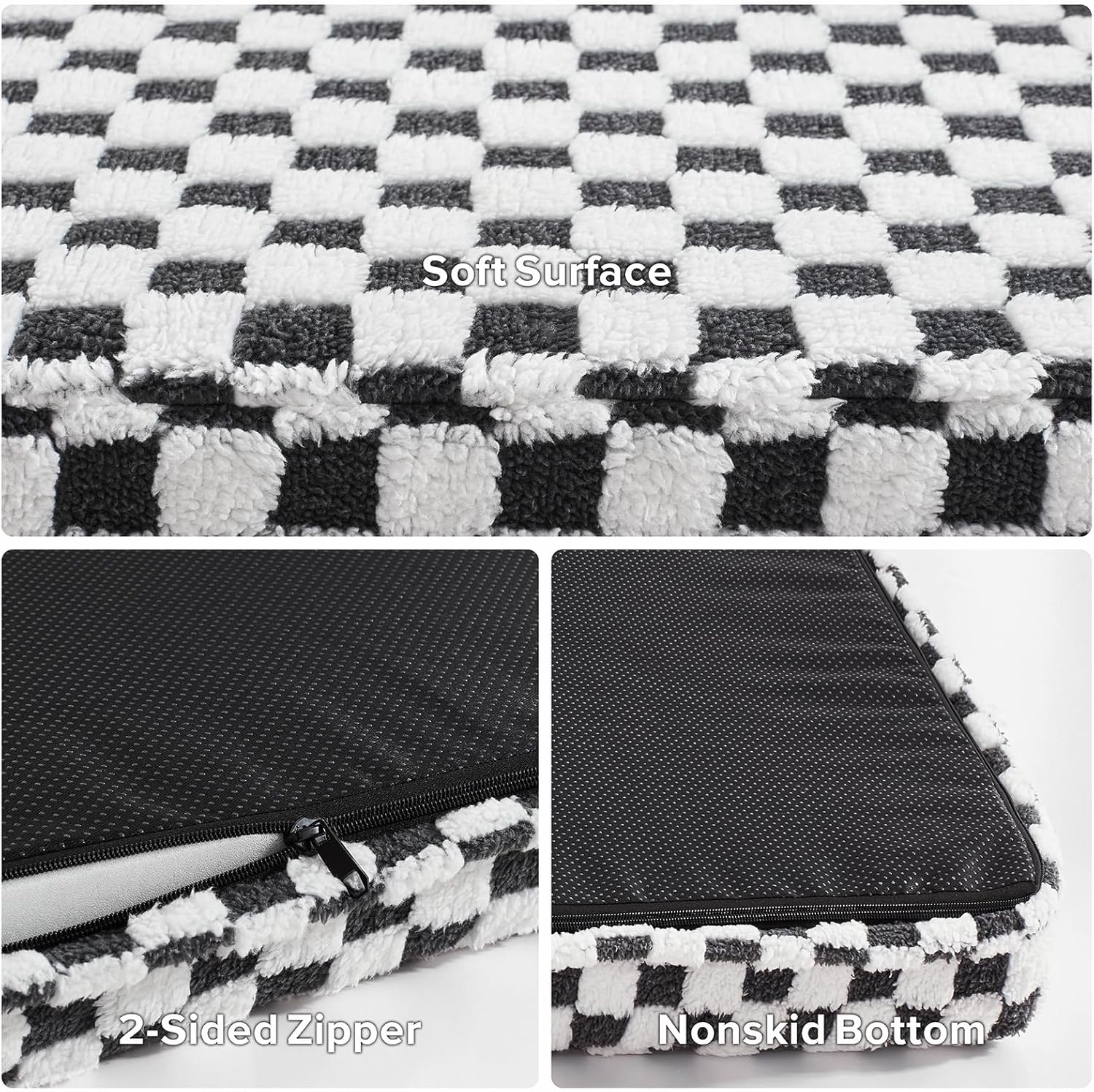 Dog Bed for Medium Dogs, Large Orthopedic Dog Bed with Removable Washable Cover, Cute Modern Plush & Memory Egg Crate Foam Dog Bed(Black))