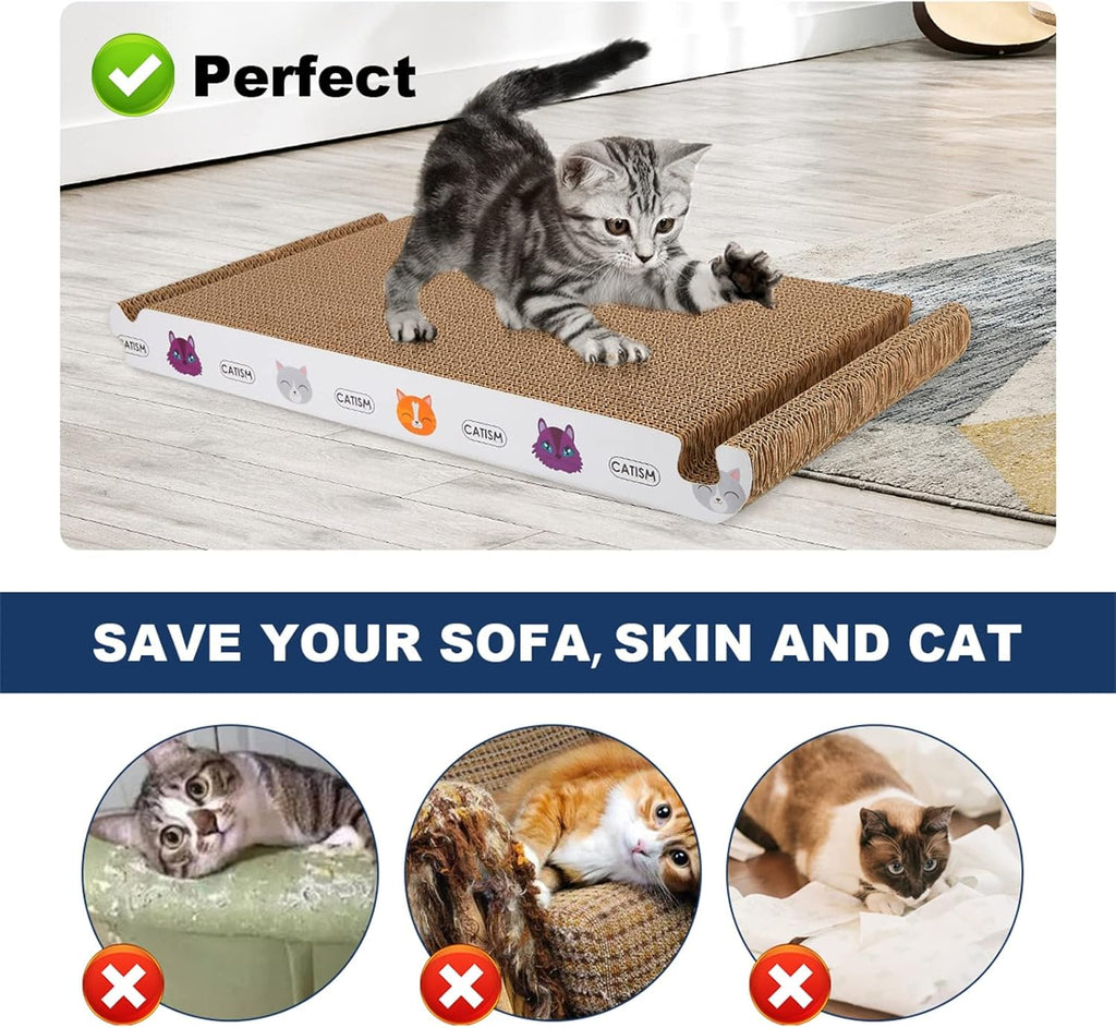 Cat Scratcher Cat Scratching Board - Foldable - Triangle, 6 Usable Sides Scratchers for Indoor Cats, Durable Recyclable Cats Cardboard Vertical