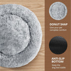 Calming Dog Bed Medium Size Dog, Anti-Anxiety Donut Medium Pet Bed, 31 inches Fluffy Faux Fur Round Cat Bed, Fits up to 45 lbs Pets (Smoke Grey)