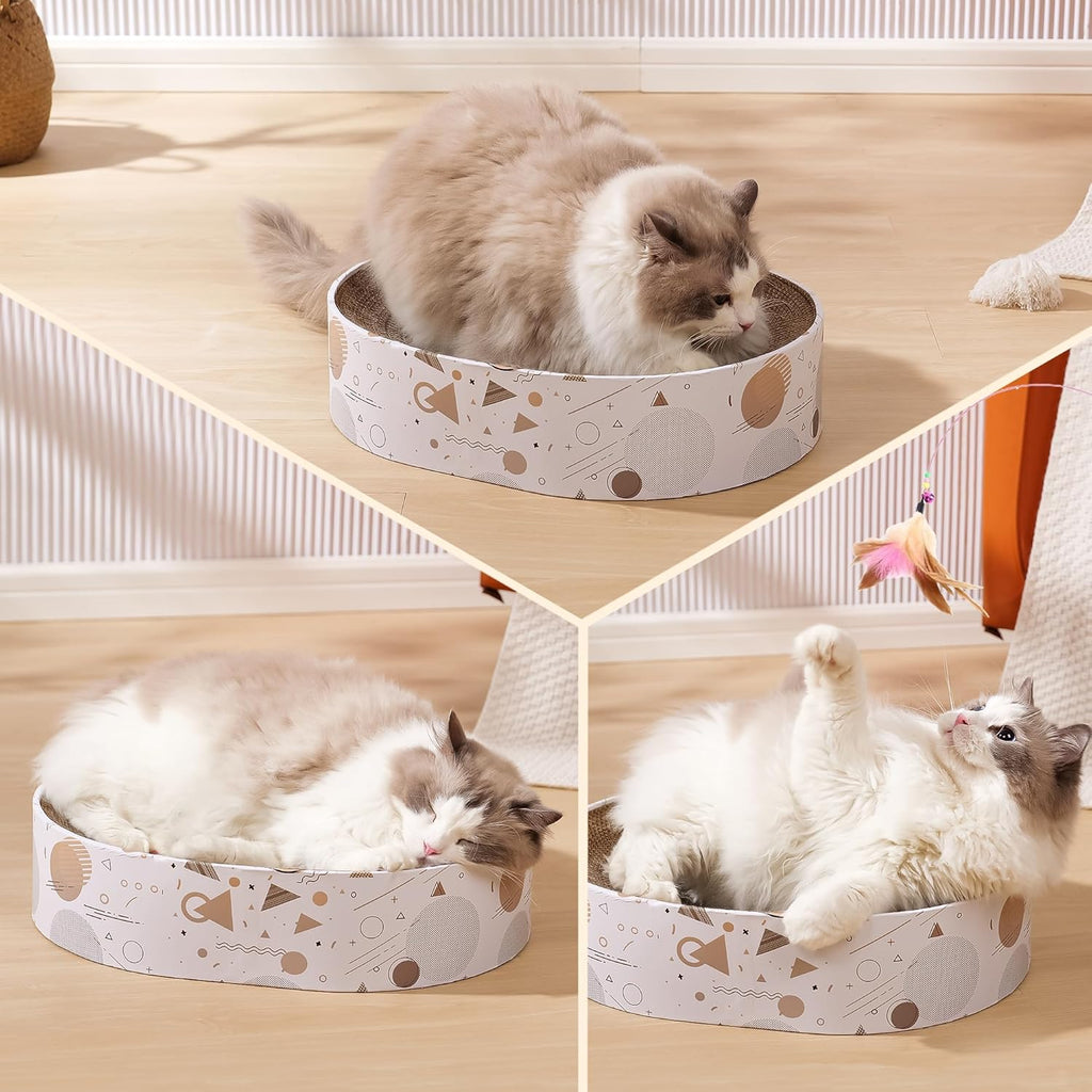 Oval Sturdy Cat Scratching Cardboard Pad Breathable Cat Scratch Pad, Cat Scratching Cardboard for Indoor Cats, Furniture Protecter