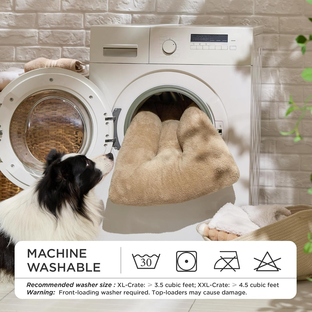 Small Dog Bed for Crate Washable, Comfort Fluffy Plush Pillow Bed Crate Pad, Non-Slip and Machine Washable Kennel Pet Sleeping Mat for Puppy/Cat,, Brown Visit the Bedsure Store