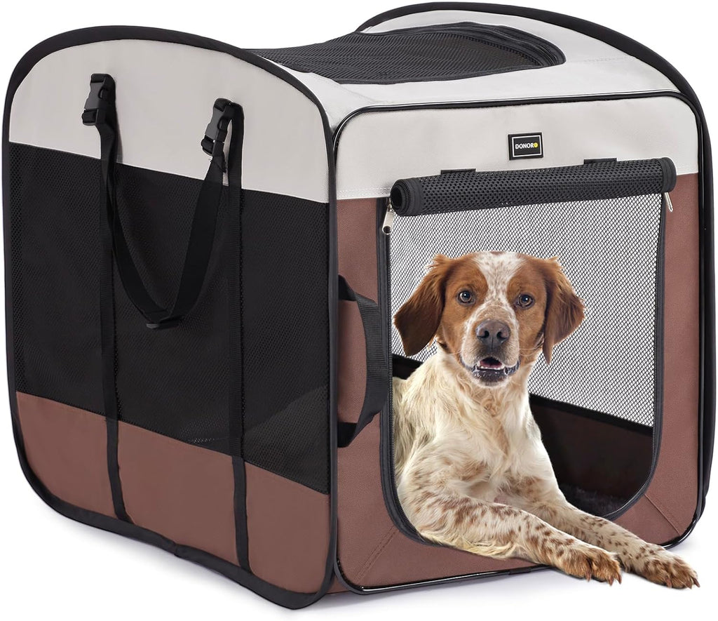 Dog Kennels and Crates for Medium Dogs, Portable Pop Up Indoor Pet Cage with Sturdy Wire Frame, Collapsible Travel Crate Soft Sided Cat Bag Escape Proof