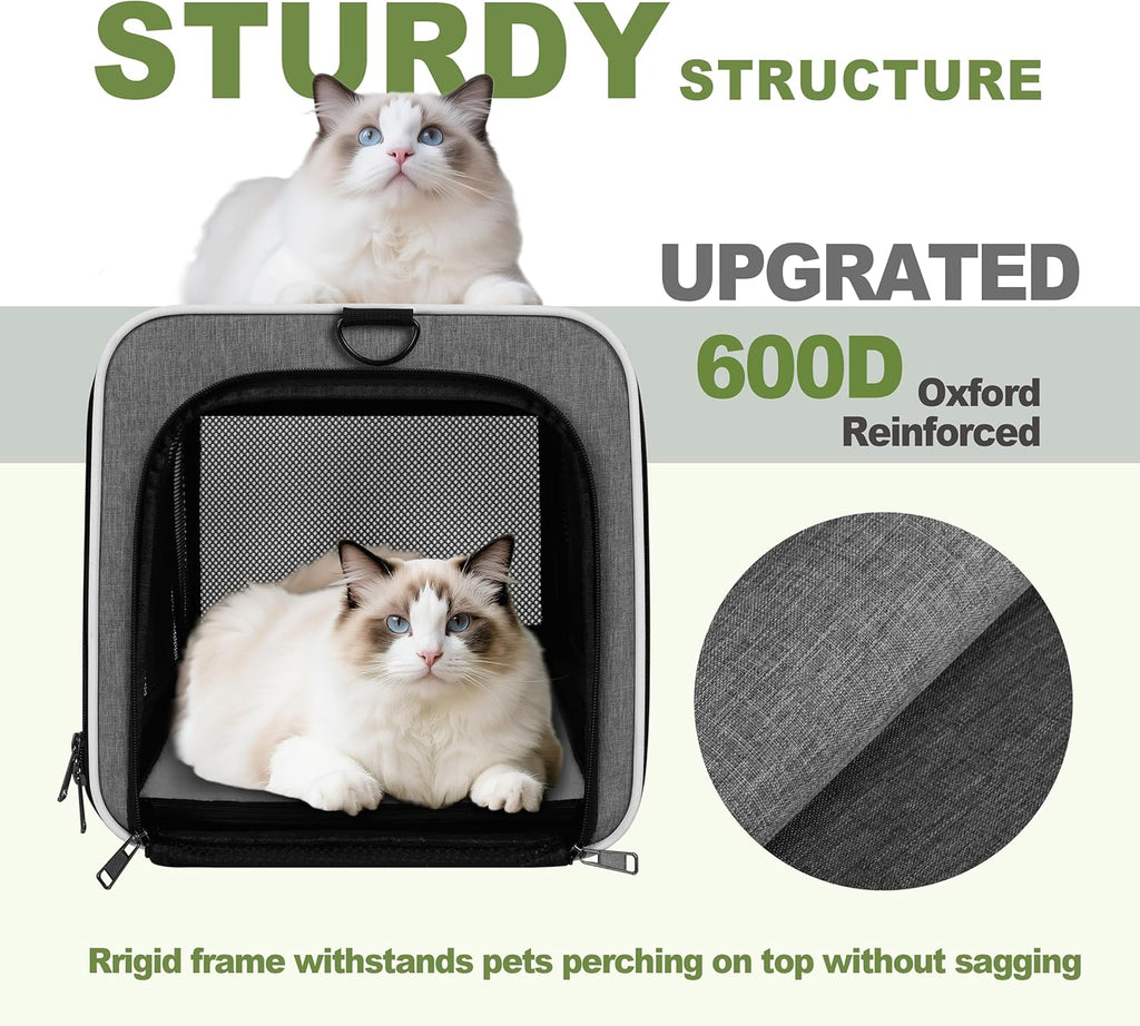 Cat Carrier 18x11x11 Top Load Soft Pet Travel Bag Over 15 lbs, Collapsible Small Dog Puppy Crate 10 Pounds, Small Animal Rabbit Kennel Carrying Case, Kitten Mesh Cage Medium Cat