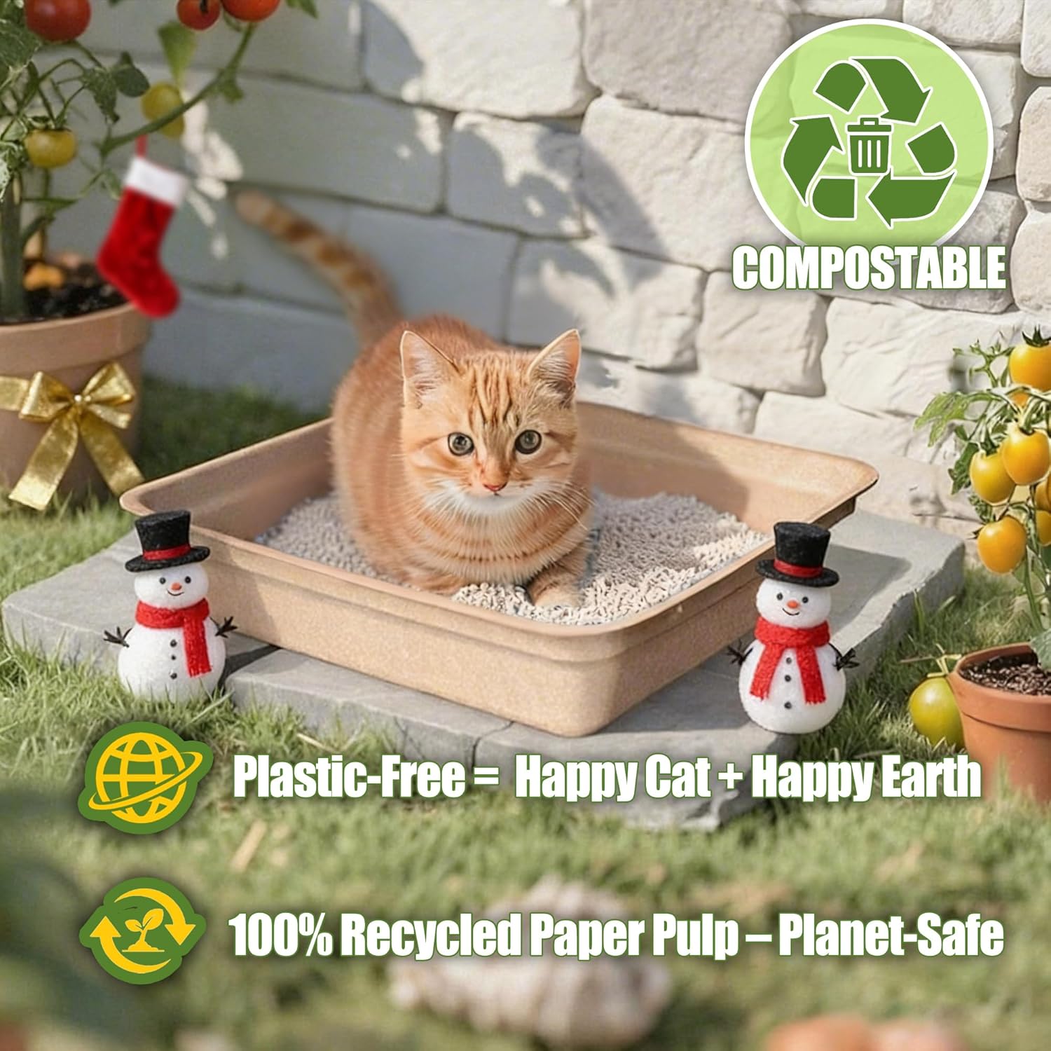 Litter Boxes for Cats  Leak-Proof Sustainable for Indoor/Travel Use Standalone or as Liner 4-Pack