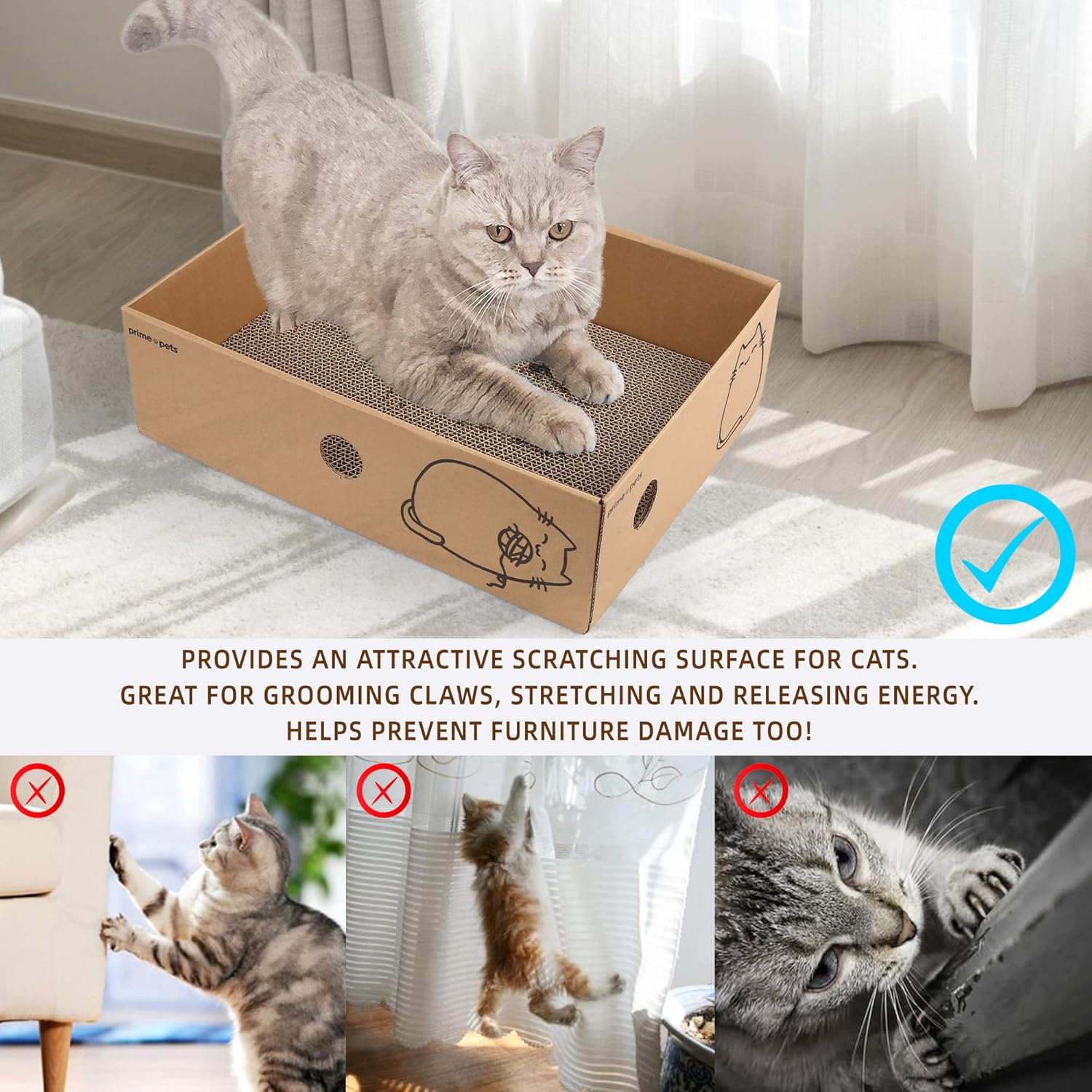 Cat Scratcher, Wide Cat Scratch Pad with Box, 5 Pack, XL Reversible Scratcher Cardboard for Indoor Cats, 17x13x5'' Kitty Bed Scratching Board with Catnip, Convenient Replacement Hole Design