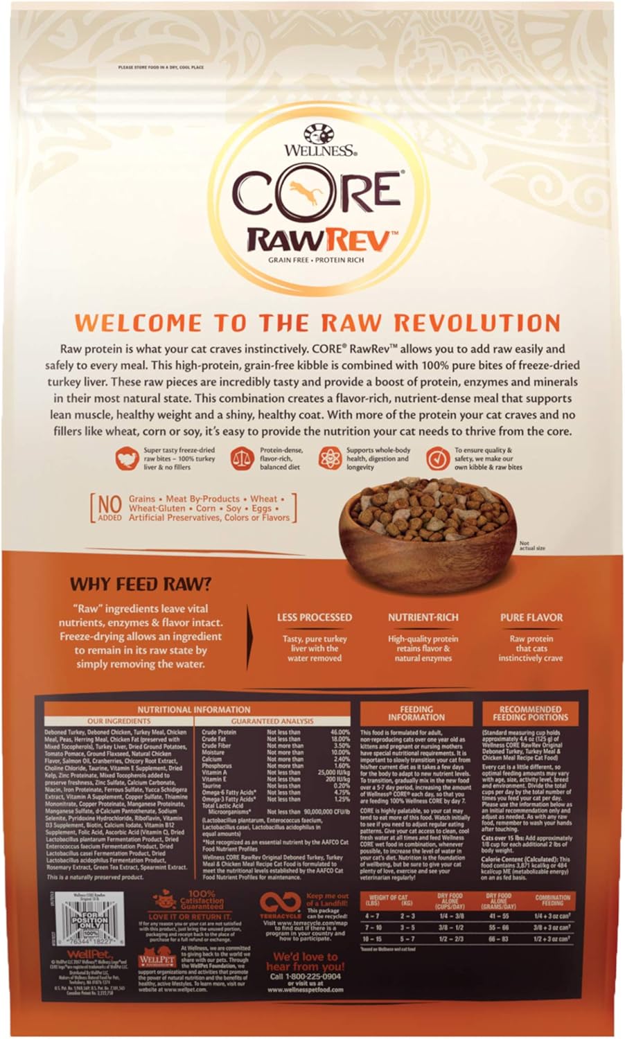 CORE RawRev Original Deboned Turkey, Meal & Chicken Meal Recipe, Dry Cat Food, 10 Pound Bag